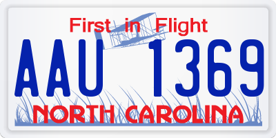 NC license plate AAU1369