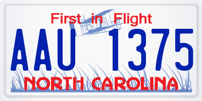NC license plate AAU1375