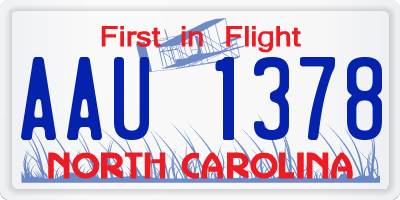NC license plate AAU1378