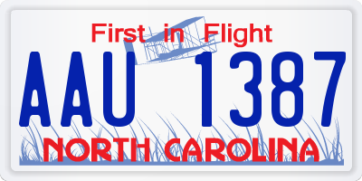NC license plate AAU1387