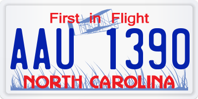 NC license plate AAU1390