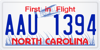 NC license plate AAU1394