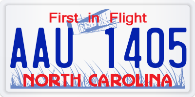 NC license plate AAU1405