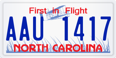 NC license plate AAU1417