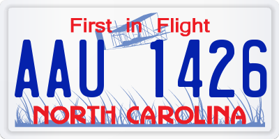 NC license plate AAU1426