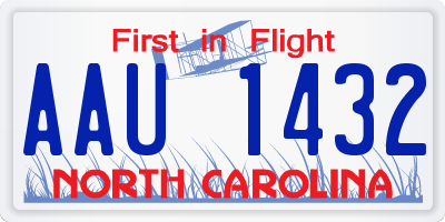 NC license plate AAU1432