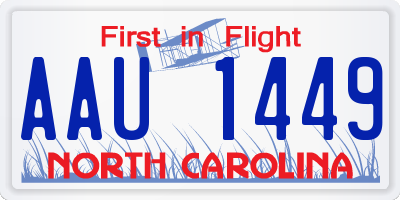 NC license plate AAU1449