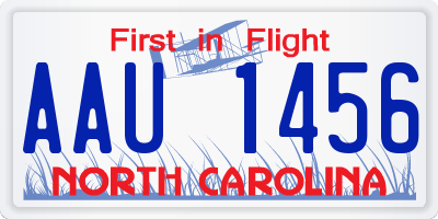 NC license plate AAU1456