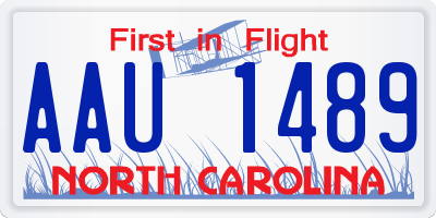 NC license plate AAU1489
