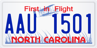 NC license plate AAU1501
