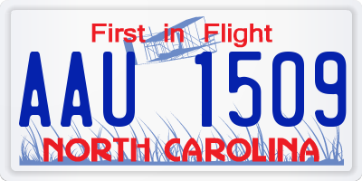 NC license plate AAU1509