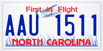 NC license plate AAU1511