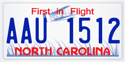 NC license plate AAU1512