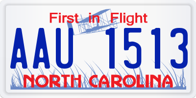NC license plate AAU1513