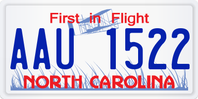 NC license plate AAU1522