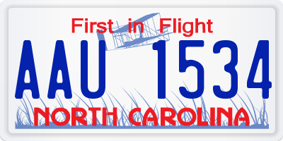 NC license plate AAU1534