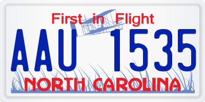 NC license plate AAU1535