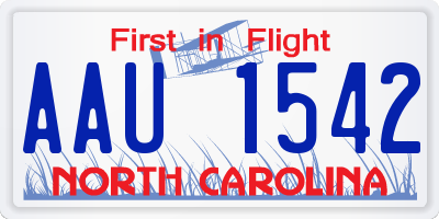 NC license plate AAU1542