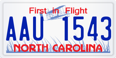 NC license plate AAU1543