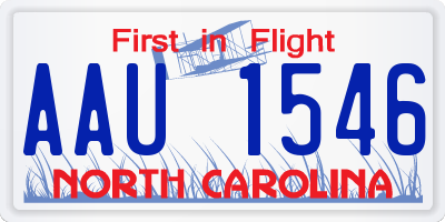 NC license plate AAU1546