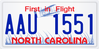 NC license plate AAU1551