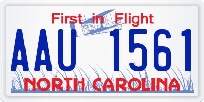 NC license plate AAU1561