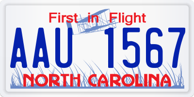 NC license plate AAU1567