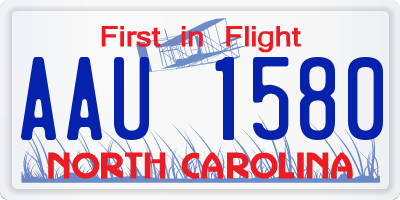 NC license plate AAU1580