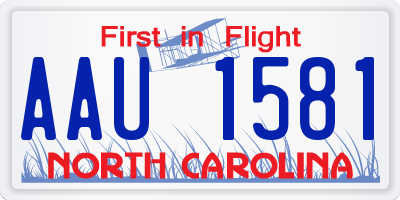 NC license plate AAU1581