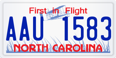 NC license plate AAU1583