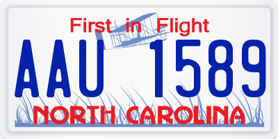 NC license plate AAU1589