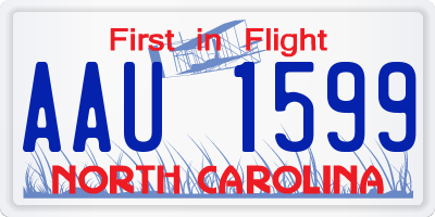 NC license plate AAU1599