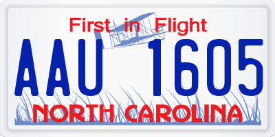 NC license plate AAU1605