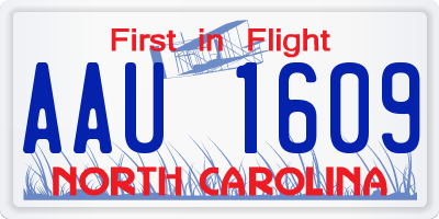 NC license plate AAU1609