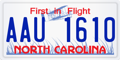 NC license plate AAU1610