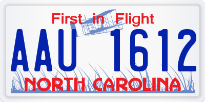 NC license plate AAU1612