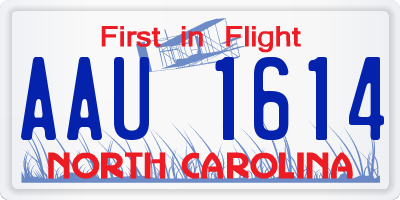 NC license plate AAU1614