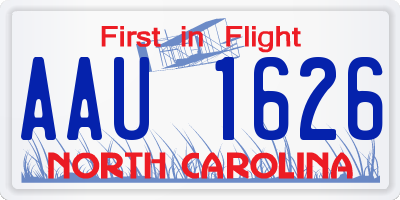 NC license plate AAU1626