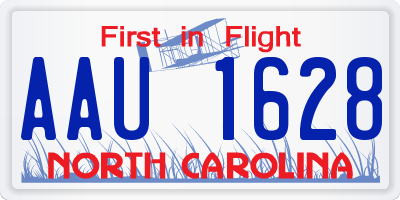 NC license plate AAU1628