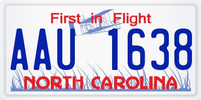 NC license plate AAU1638