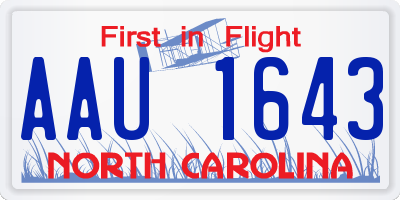 NC license plate AAU1643