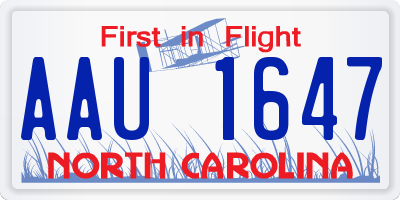 NC license plate AAU1647