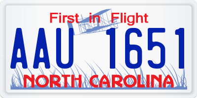 NC license plate AAU1651