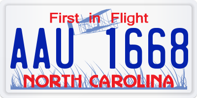 NC license plate AAU1668