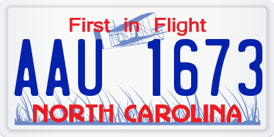 NC license plate AAU1673