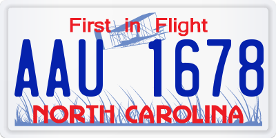NC license plate AAU1678
