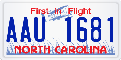 NC license plate AAU1681