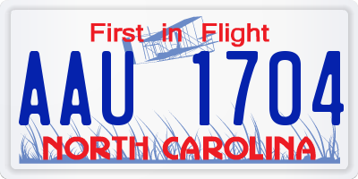 NC license plate AAU1704
