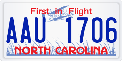 NC license plate AAU1706