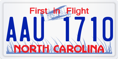 NC license plate AAU1710